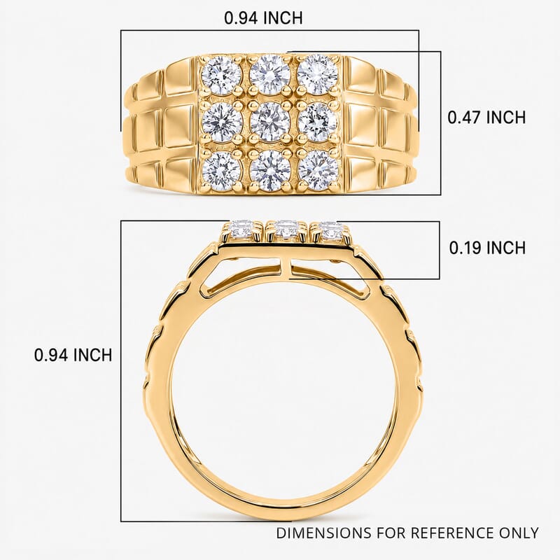 Luxuriant Lab Grown Diamond G-H SI 1.00 ctw Men's Ring in 18K Vermeil Yellow Gold Over Sterling Silver (Size 13.0)