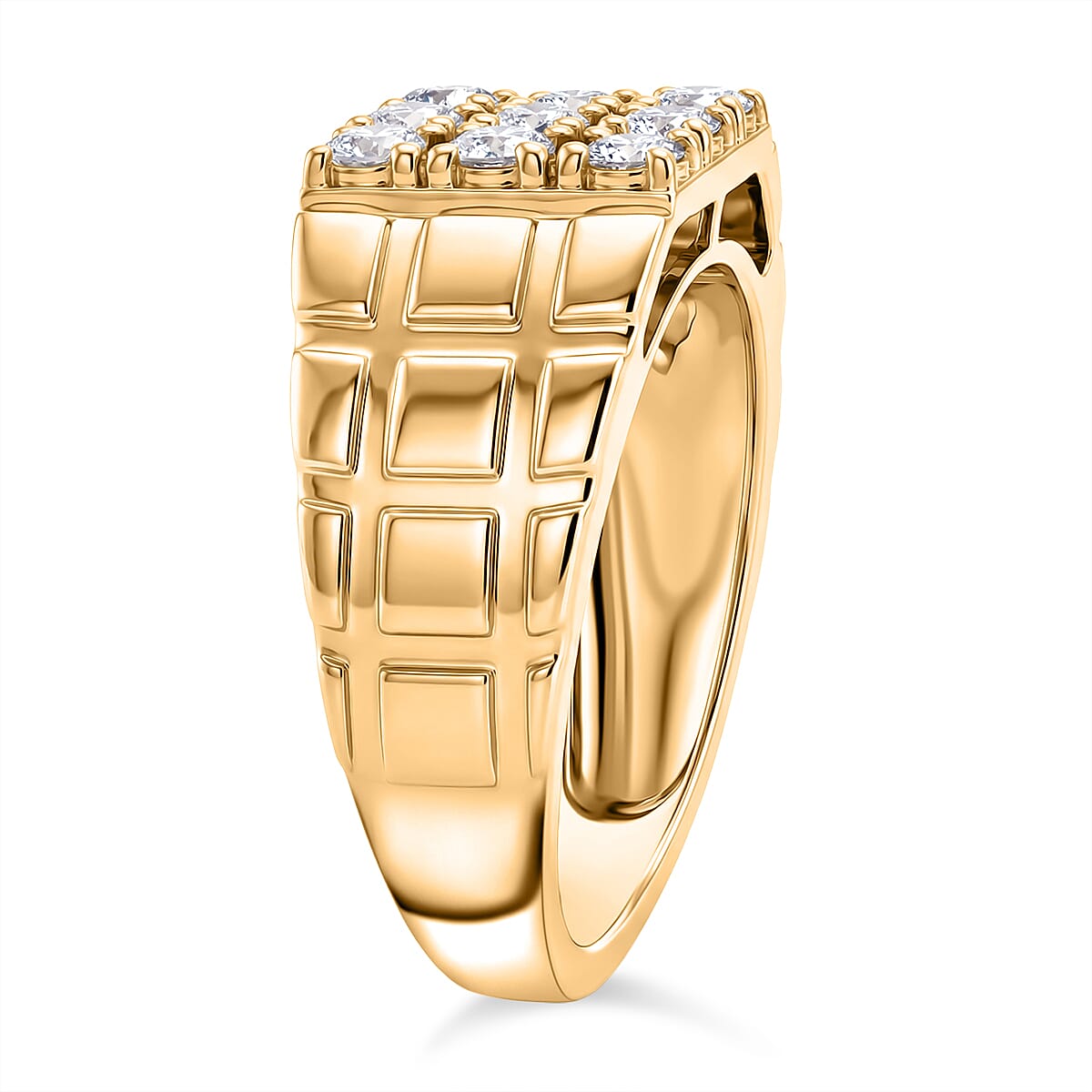 Luxuriant Lab Grown Diamond G-H SI 1.00 ctw Men's Ring in 18K Vermeil Yellow Gold Over Sterling Silver (Size 14.0) (Del. in 12-15 Days) image number 1