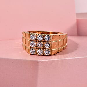 Luxuriant Lab Grown Diamond G-H SI 1.00 ctw Men's Ring in 18K Vermeil Yellow Gold Over Sterling Silver (Size 9.0) (Del. in 12-15 Days)