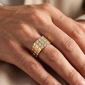 Luxuriant Lab Grown Diamond G-H SI 1.00 ctw Men's Ring in 18K Vermeil Yellow Gold Over Sterling Silver (Size 9.0) (Del. in 12-15 Days)