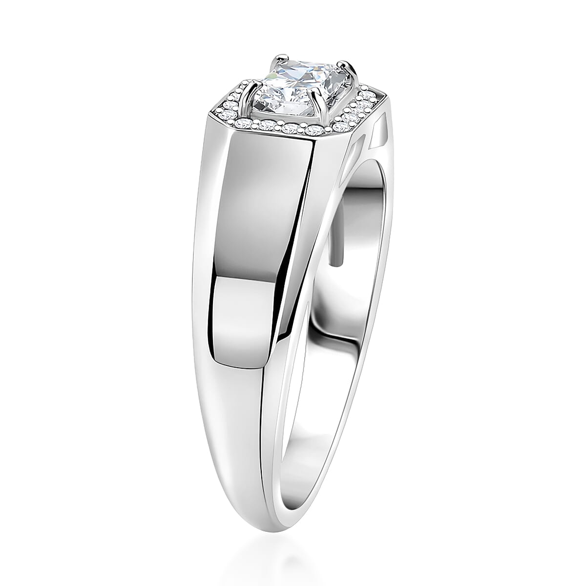 Luxuriant Lab Grown Diamond E-F VS 1.25 ctw Men's Ring in Rhodium Over Sterling Silver (Size 10.0) (Del. in 8-10 Days)  image number 3