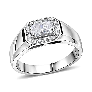 Luxuriant Lab Grown Diamond E-F VS 1.25 ctw Men's Ring in Rhodium Over Sterling Silver (Size 11.0) (Del. in 8-10 Days) 