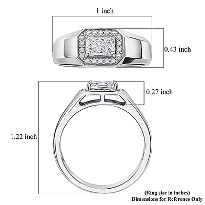 Luxuriant Lab Grown Diamond E-F VS 1.25 ctw Men's Ring in Rhodium Over Sterling Silver (Size 11.0)