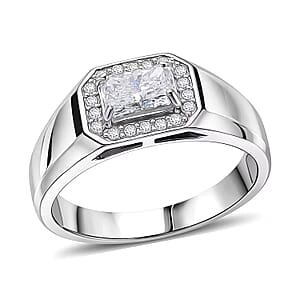 Luxuriant Lab Grown Diamond E-F VS 1.25 ctw Men's Ring in Rhodium Over Sterling Silver (Size 12.0)