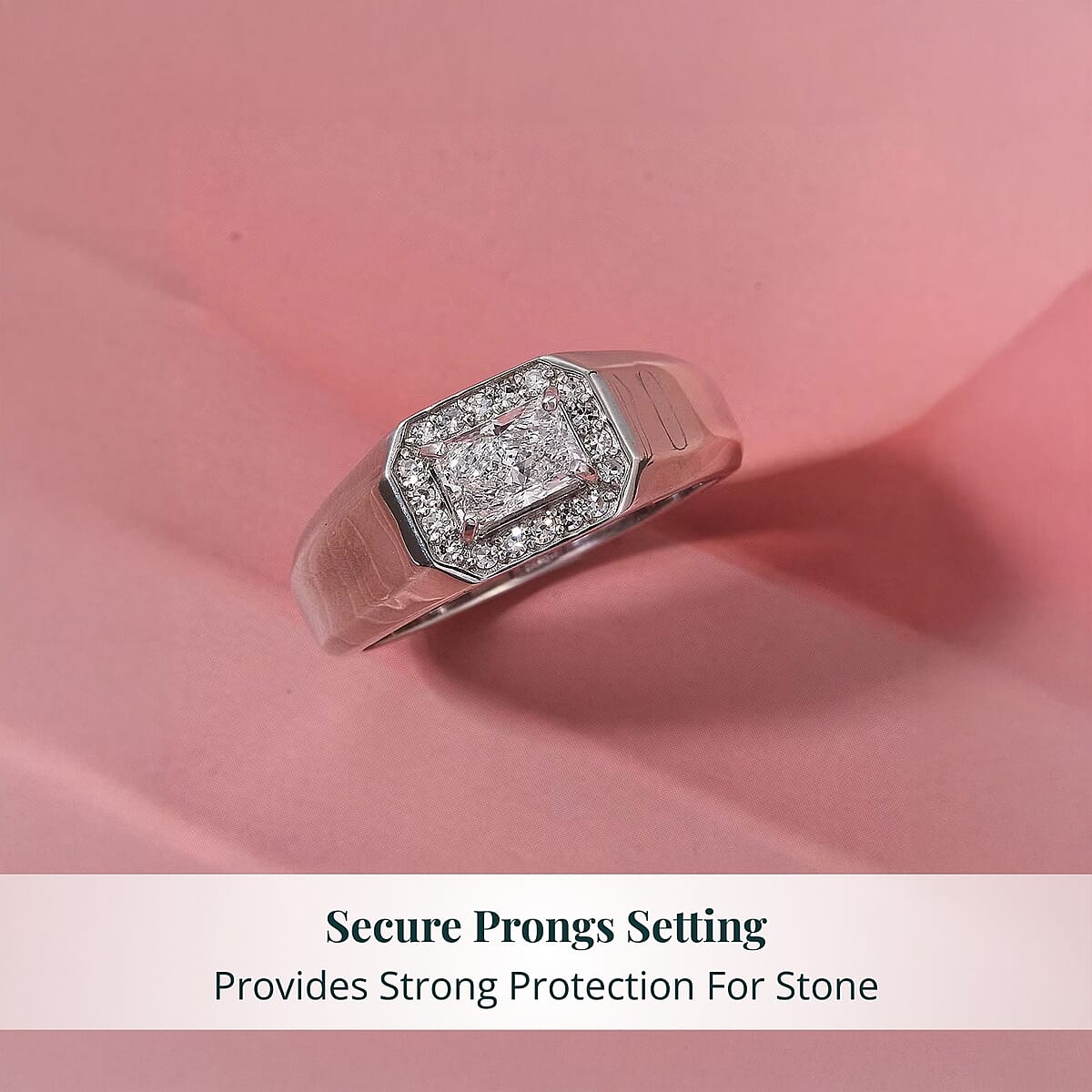 Luxuriant Lab Grown Diamond E-F VS 1.25 ctw Men's Ring in Rhodium Over Sterling Silver (Size 12.0) image number 4