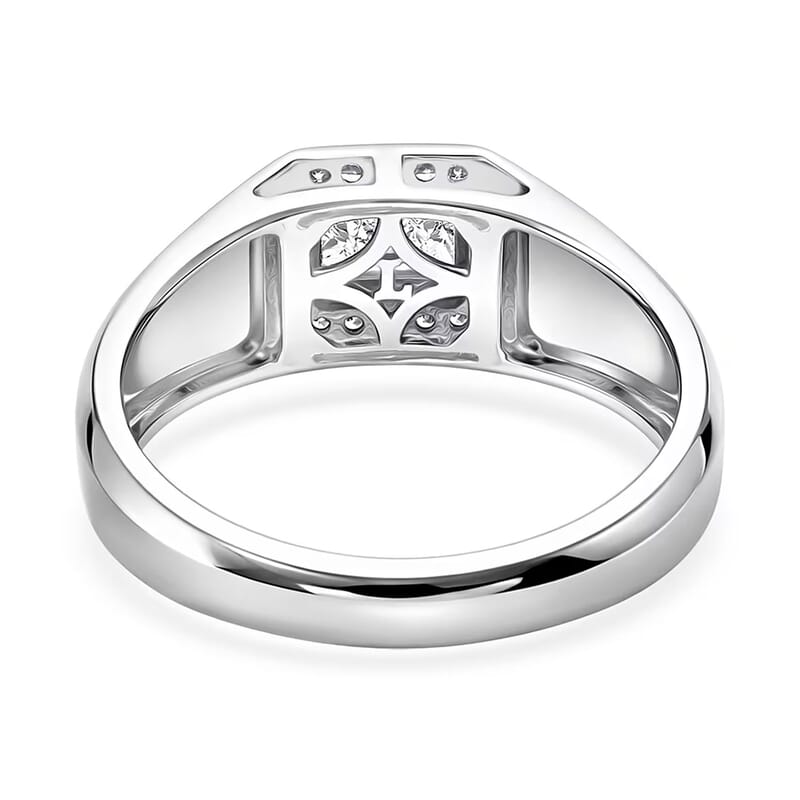 Luxuriant Lab Grown Diamond E-F VS 1.25 ctw Men's Ring in Rhodium Over Sterling Silver (Size 12.0)