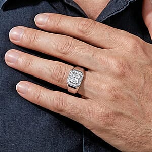 Luxuriant Lab Grown Diamond E-F VS 1.25 ctw Men's Ring in Rhodium Over Sterling Silver (Size 14.0)
