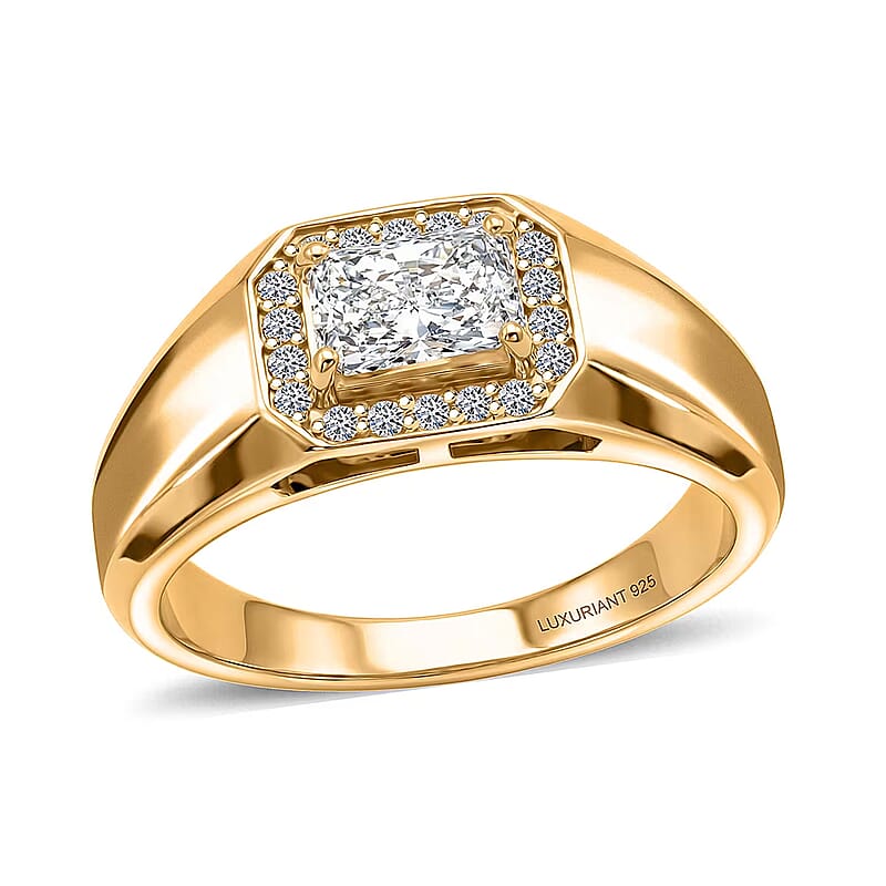 Luxuriant Lab Grown Diamond E-F VS 1.25 ctw Men's Ring in 18K Vermeil Yellow Gold Over Sterling Silver (Size 10.0)
