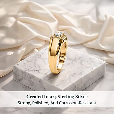 Luxuriant Lab Grown Diamond E-F VS 1.25 ctw Men's Ring in 18K Vermeil Yellow Gold Over Sterling Silver (Size 10.0)