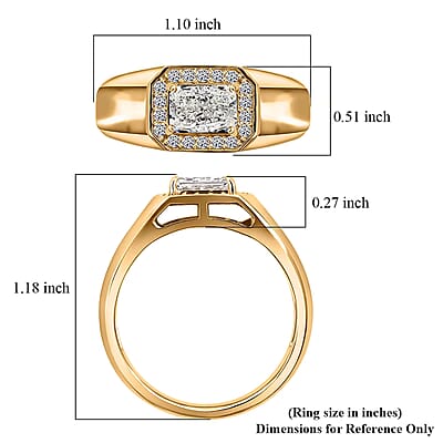 Luxuriant Lab Grown Diamond E-F VS 1.25 ctw Men's Ring in 18K Vermeil Yellow Gold Over Sterling Silver (Size 10.0)