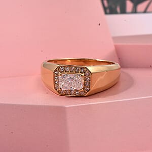 Luxuriant Lab Grown Diamond E-F VS 1.25 ctw Men's Ring in 18K Vermeil Yellow Gold Over Sterling Silver (Size 11.0)