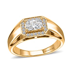 Luxuriant Lab Grown Diamond E-F VS 1.25 ctw Men's Ring in 18K Vermeil Yellow Gold Over Sterling Silver (Size 12.0)