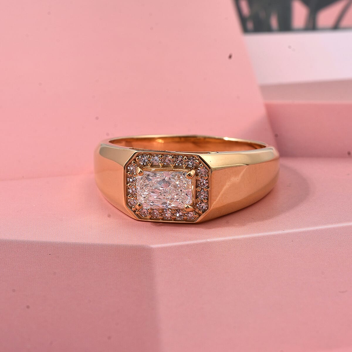 Luxuriant Lab Grown Diamond E-F VS 1.25 ctw Men's Ring in 18K Vermeil Yellow Gold Over Sterling Silver (Size 13.0) image number 1