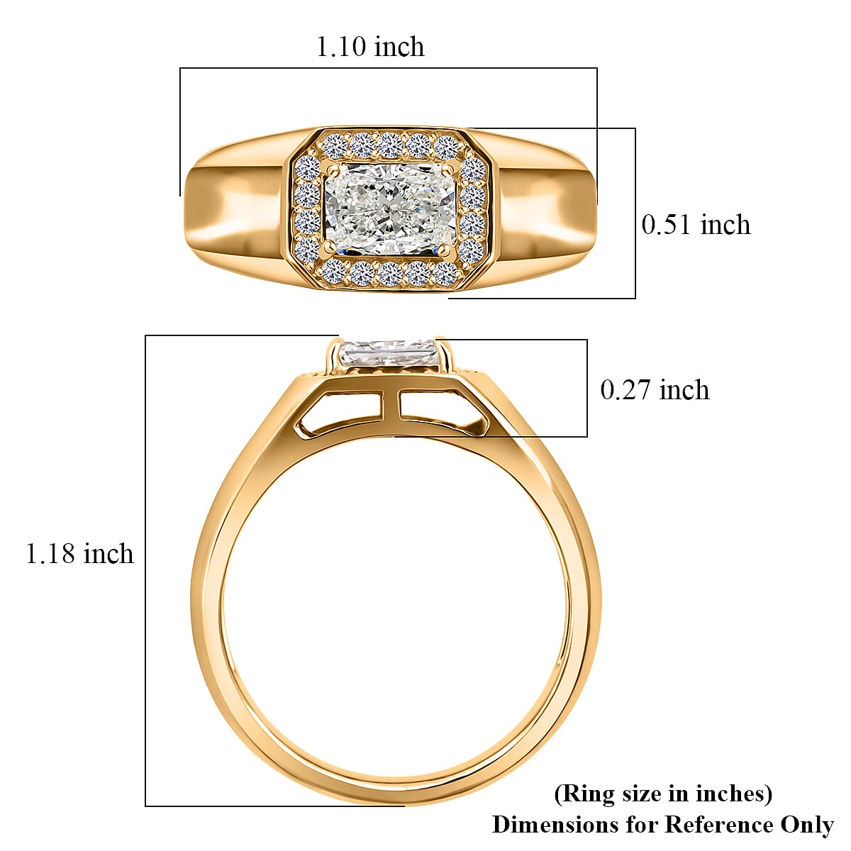 Luxuriant Lab Grown Diamond E-F VS 1.25 ctw Men's Ring in 18K Vermeil Yellow Gold Over Sterling Silver (Size 14.0) image number 5