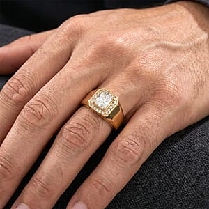 Luxuriant Lab Grown Diamond E-F VS 1.25 ctw Men's Ring in 18K Vermeil Yellow Gold Over Sterling Silver (Size 9.0)