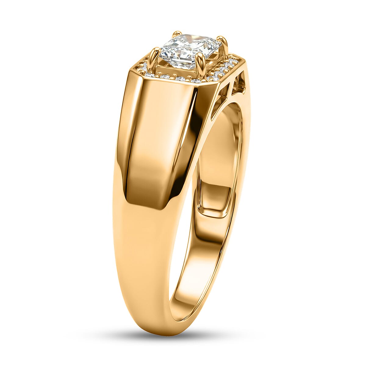 Luxuriant Lab Grown Diamond E-F VS 1.25 ctw Men's Ring in 18K Vermeil Yellow Gold Over Sterling Silver (Size 9.0) image number 3