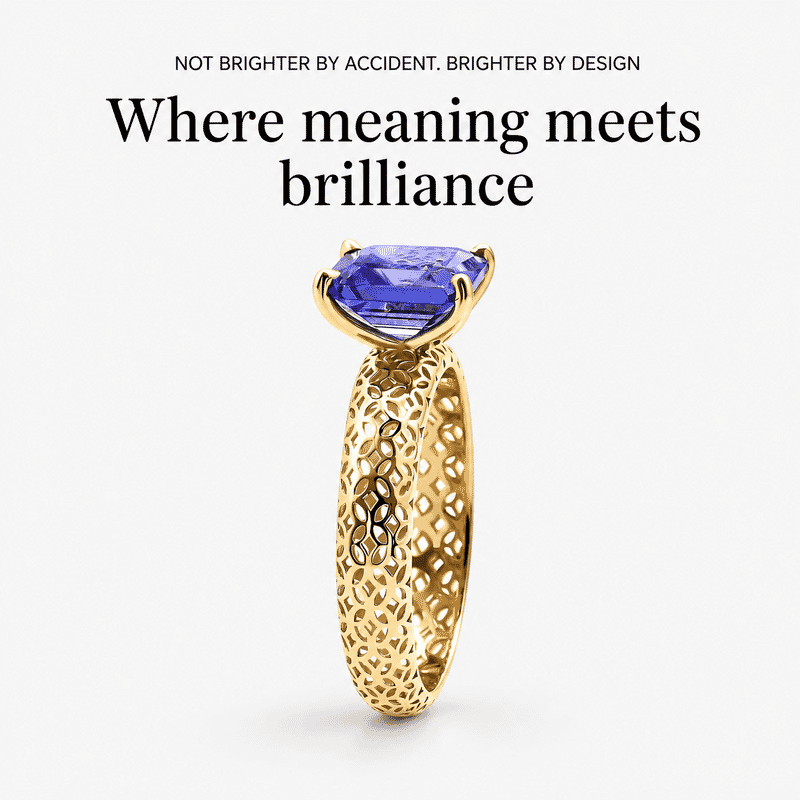 Mirage Collection AAA Asscher Cut Tanzanite 1.65 ctw Ring in 10K Yellow Gold (Size 6.0)