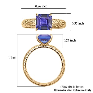 Luxoro AAA Asscher Cut Tanzanite 1.65 ctw Ring in 10K Yellow Gold (Size 6.0)