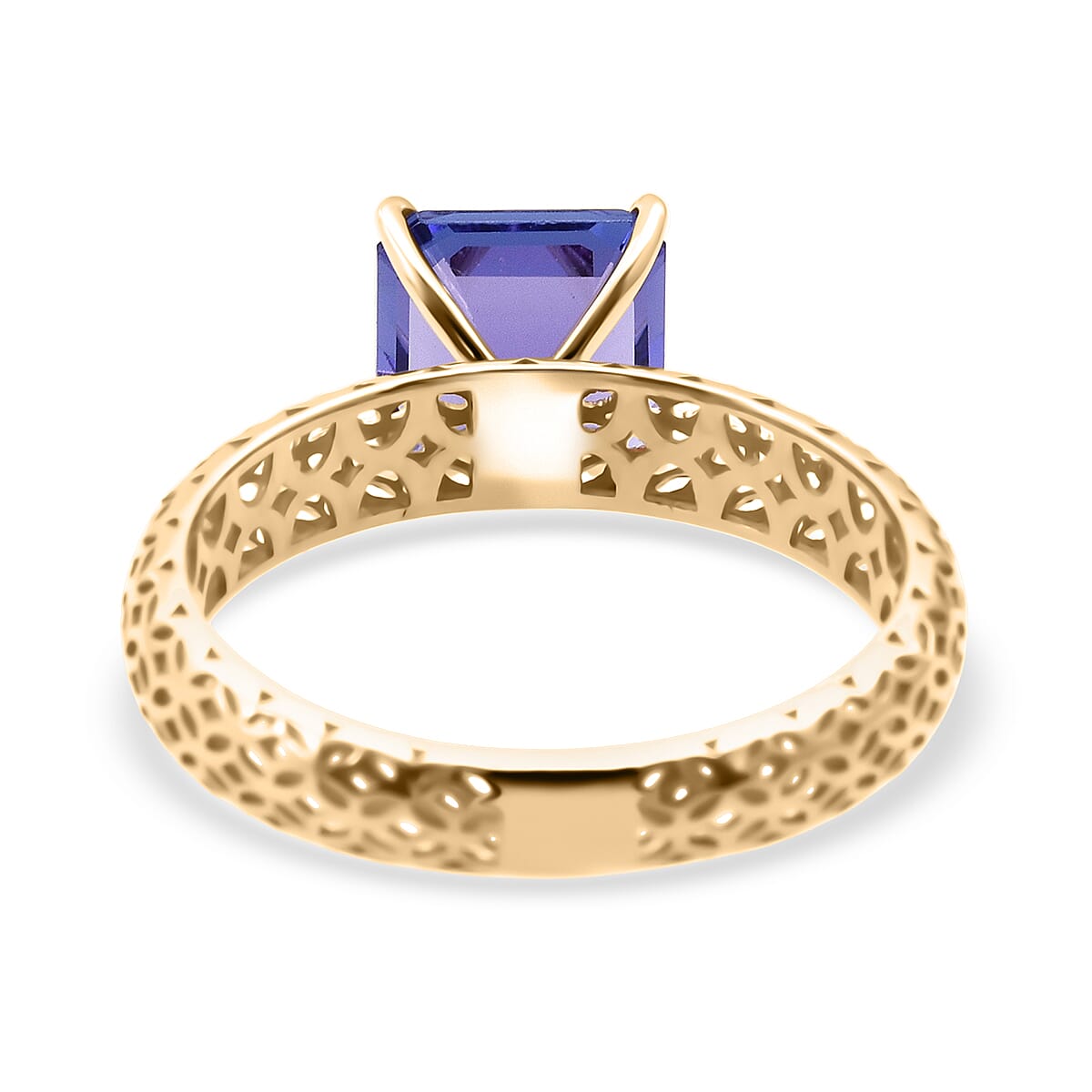 Mirage Collection AAA Asscher Cut Tanzanite 1.65 ctw Ring in 10K Yellow Gold (Size 7.0) image number 4