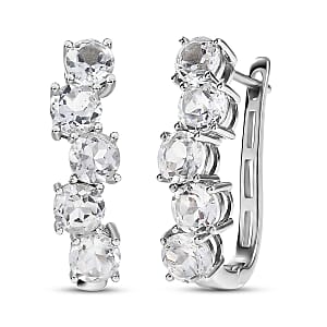 D'Joy White Topaz 6.30 ctw Latch Back Earrings in Rhodium Over Sterling Silver