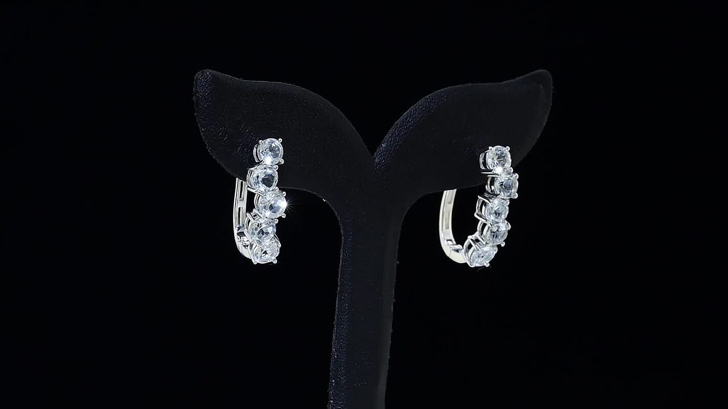 D'Joy White Topaz 6.30 ctw Latch Back Earrings in Rhodium Over Sterling Silver