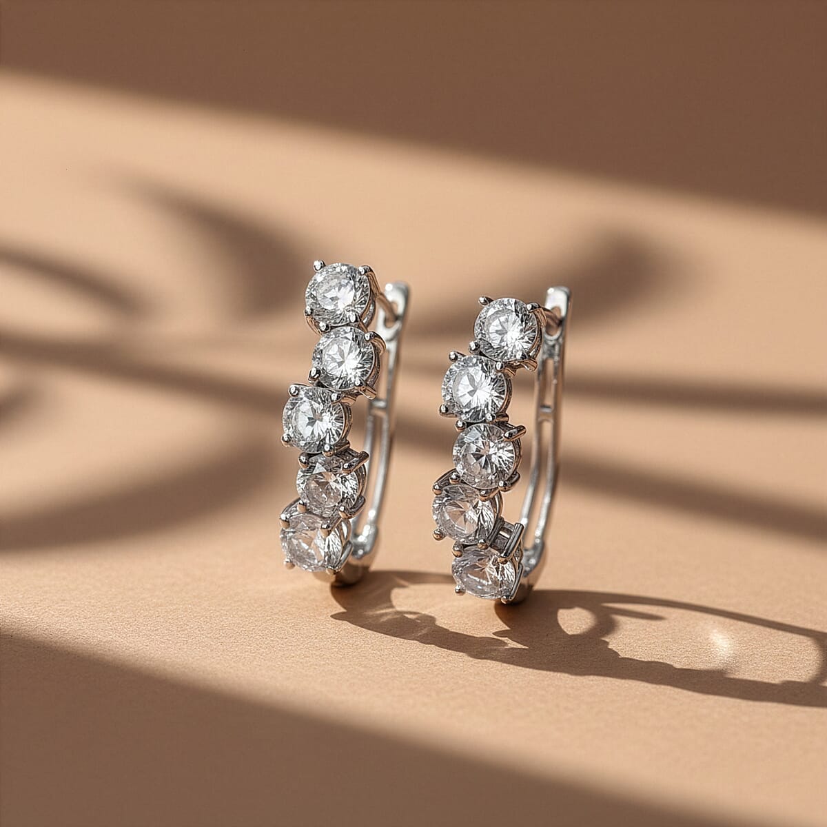 D'Joy White Topaz 6.30 ctw Latch Back Earrings in Rhodium Over Sterling Silver image number 1