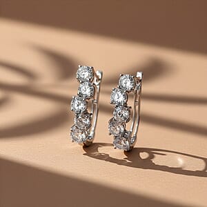 D'Joy White Topaz 6.30 ctw Latch Back Earrings in Rhodium Over Sterling Silver