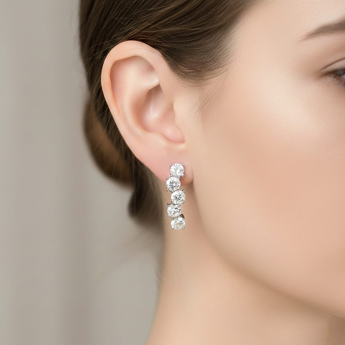 D'Joy White Topaz 6.30 ctw Latch Back Earrings in Rhodium Over Sterling Silver image number 2