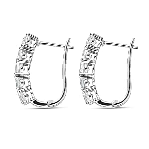 D'Joy White Topaz 6.30 ctw Latch Back Earrings in Rhodium Over Sterling Silver