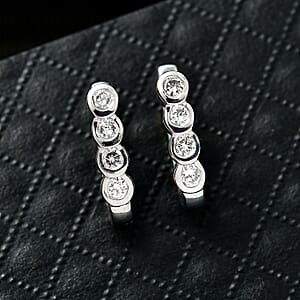 Luxuriant Lab Grown Diamond G-H SI 0.50 ctw Fancy Earring in Rhodium Over Sterling Silver