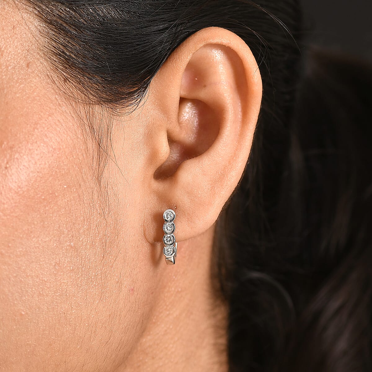 Luxuriant Lab Grown Diamond G-H SI 0.50 ctw Fancy Earring in Rhodium Over Sterling Silver image number 2