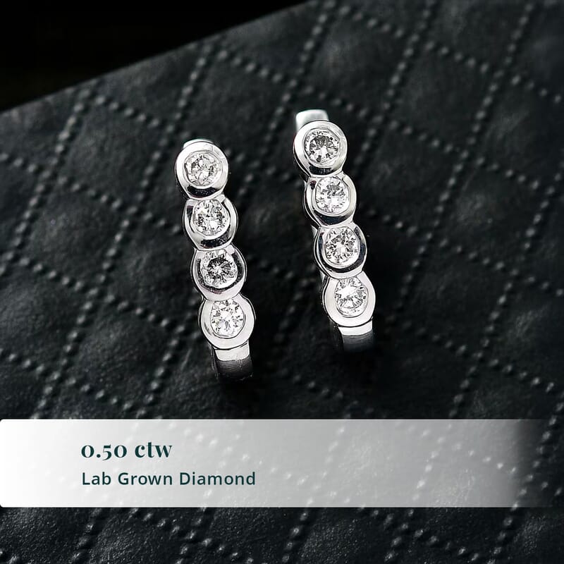 Luxuriant Lab Grown Diamond G-H SI 0.50 ctw Fancy Earrings in Rhodium Over Sterling Silver