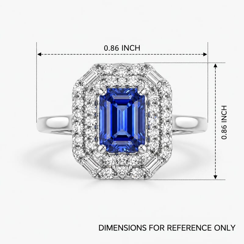 D'Joy Premium Tanzanite and Moissanite 1.50 ctw Starburst Sparkle Halo Ring in Rhodium Over Sterling Silver (Size 5.0)