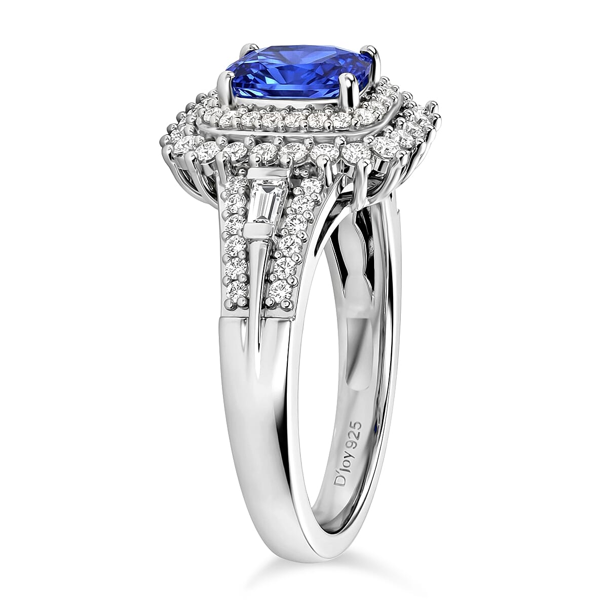 D'Joy Premium Tanzanite and Moissanite 1.40 ctw Ring in Rhodium Over Sterling Silver (Size 7.0) image number 3