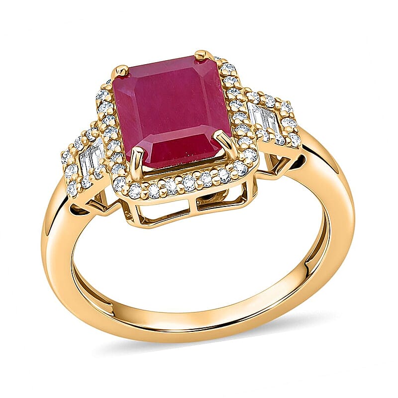 Luxoro AAA Montepuez Ruby, Diamond Ring in 10K Yellow Gold 2.60 ctw (Size 5.0)