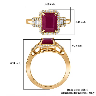 Luxoro AAA Montepuez Ruby, Diamond Ring in 10K Yellow Gold 2.60 ctw (Size 10.0)