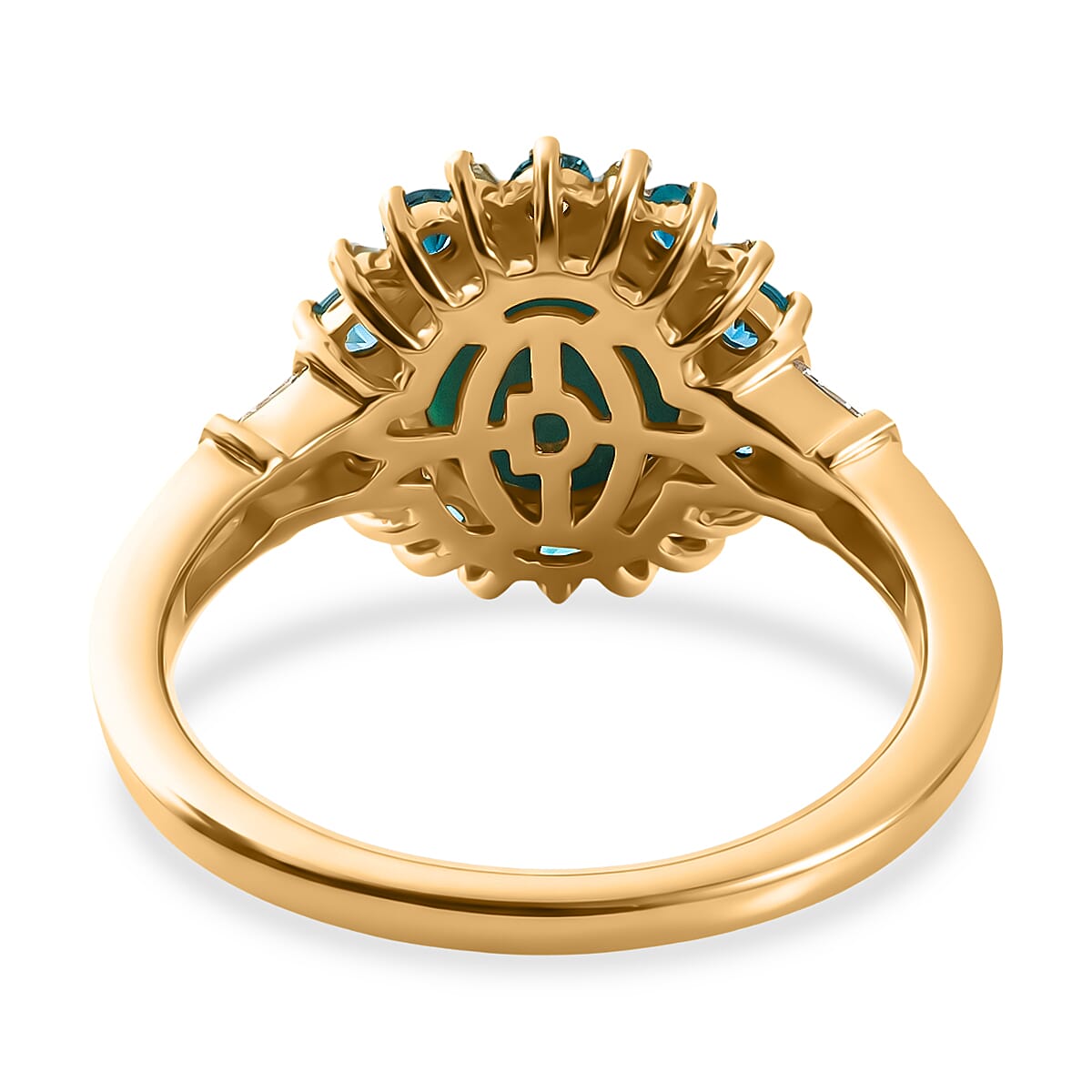 D'Joy Sleeping Beauty Turquoise and Multi Gemstone 2.50 ctw Golden Sky Blossom Ring in 18K Vermeil YG Over Sterling Silver (Size 10.0)