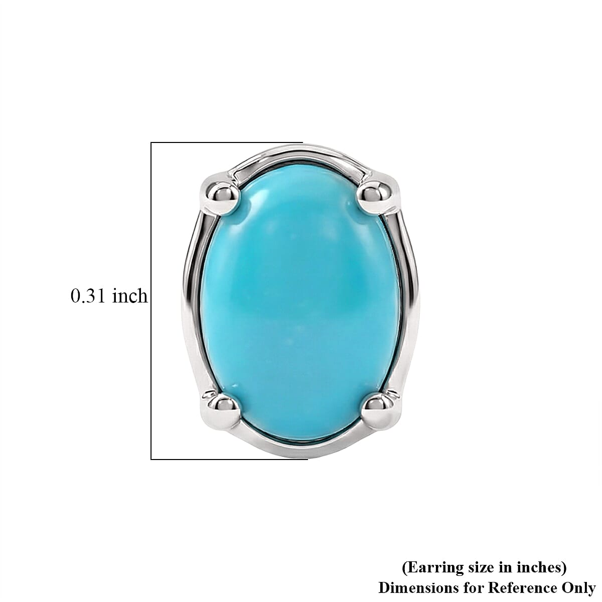 D'Joy Premium Sleeping Beauty Turquoise 1.50 ctw Stud Earrings in Rhodium Over Sterling Silver