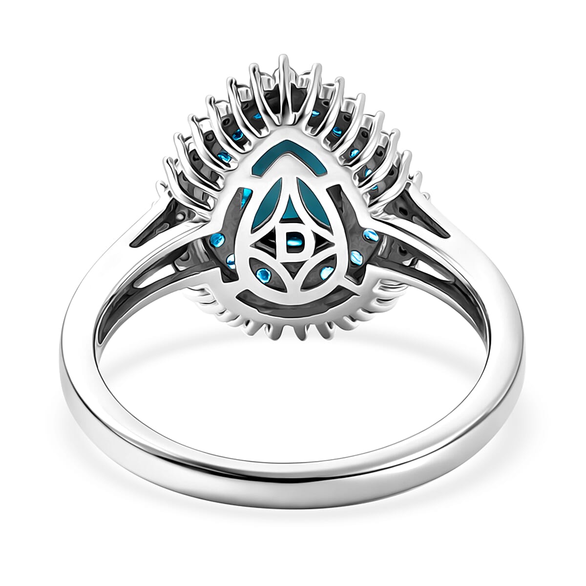 D'Joy Premium Sleeping Beauty Turquoise and Multi Gemstone 1.80 ctw Skyfall Radiance Ring in Rhodium Over Sterling Silver (Size 10.0) (Del. in 8-10 Days) image number 4
