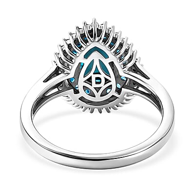 D'Joy Premium Sleeping Beauty Turquoise and Multi Gemstone 1.80 ctw Skyfall Radiance Ring in Rhodium Over Sterling Silver (Size 7.0)