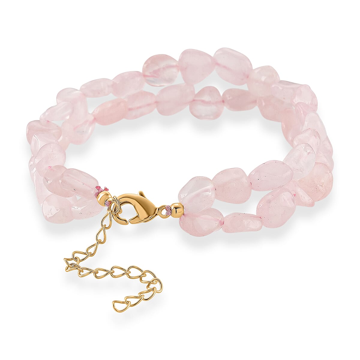Galilea Rose Quartz Beads Bracelet in Goldtone (7-8.5In) image number 3