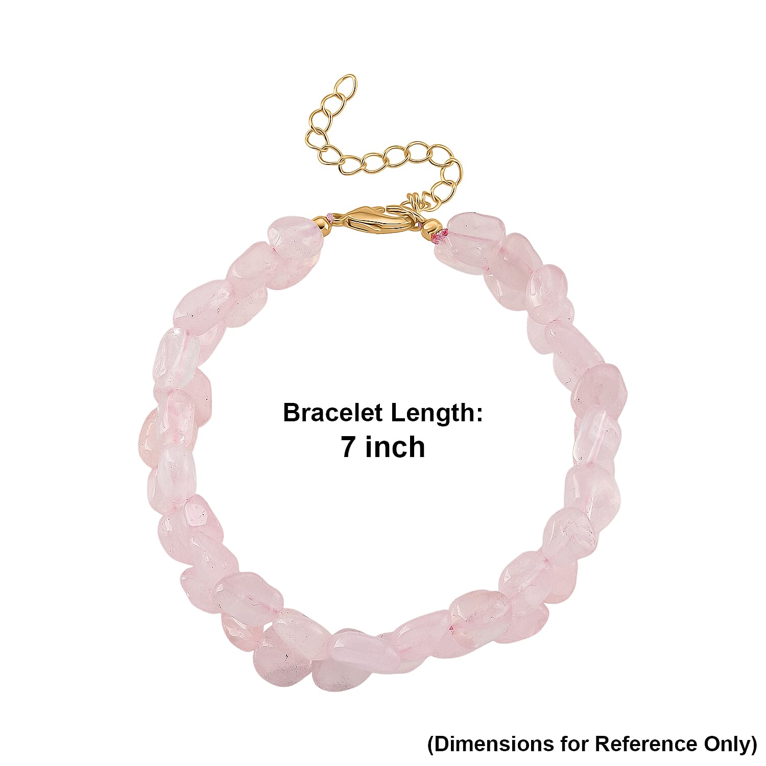 Galilea Rose Quartz 2-Row Beaded Bracelet in Goldtone (7-8.5In)