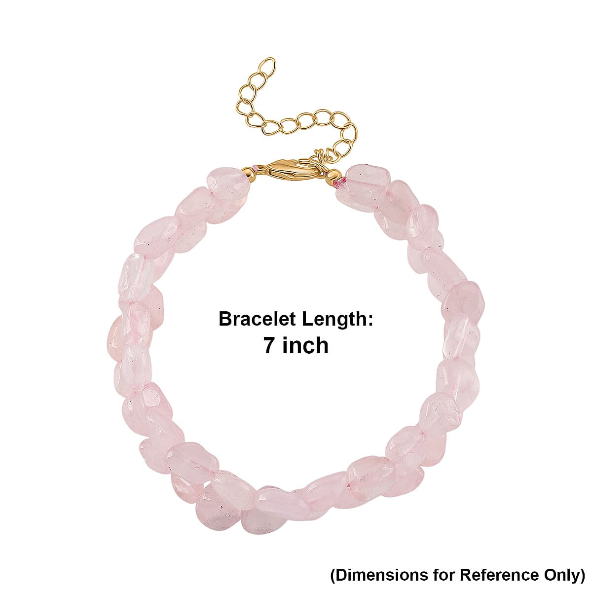 Galilea Rose Quartz Beads Bracelet in Goldtone (7-8.5In) image number 5