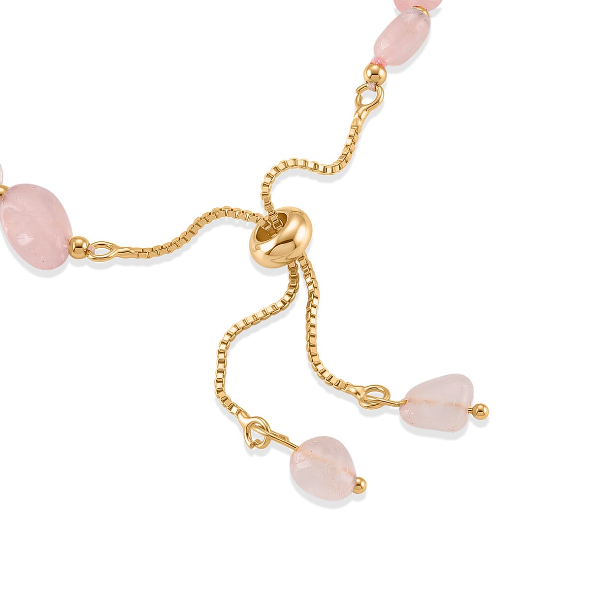 Galilea Rose Quartz Beads Bracelet in Goldtone (6-8In) image number 3