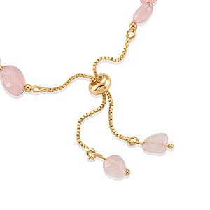 Galilea Rose Quartz Beads Bracelet in Goldtone (6-8In)