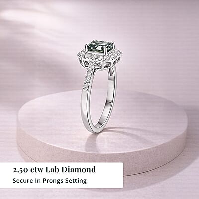 Luxuriant Lab Grown Green Diamond IR and Lab Grown Diamond VS 2.50 ctw Green Legacy Frame Ring in 950 Platinum (Size 10.0) 5.85 Grams