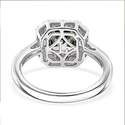 Luxuriant Lab Grown Green Diamond IR and Lab Grown Diamond VS 2.50 ctw Green Legacy Frame Ring in 950 Platinum (Size 10.0) 5.85 Grams