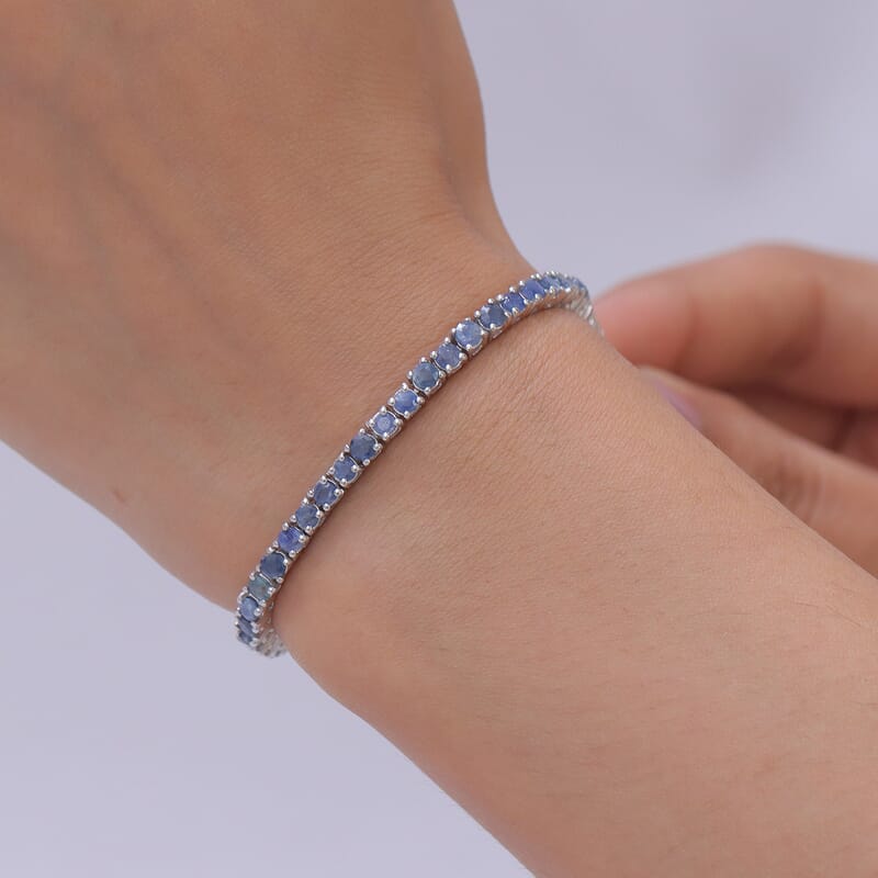 EverTrue Blue Sapphire 10.10 ctw Cluster Bracelet in Platinum Bond (7.25 In)