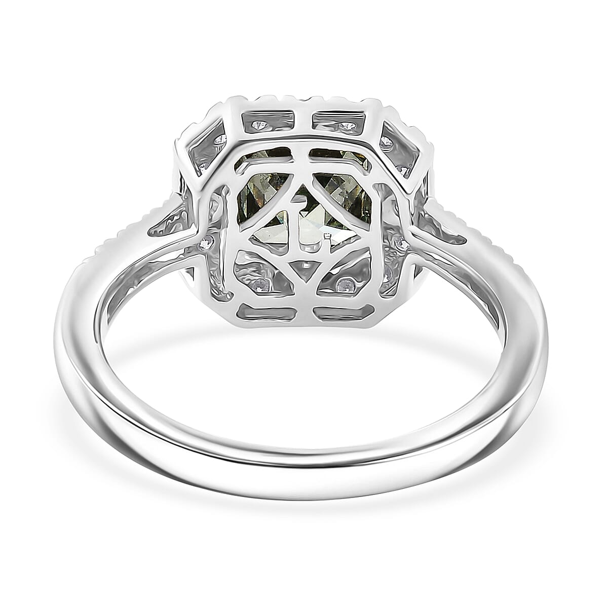 Luxuriant Lab Grown Green Diamond IR and Lab Grown Diamond VS 2.50 ctw Green Legacy Frame Ring in 950 Platinum (Size 7.0) 5.85 Grams image number 4
