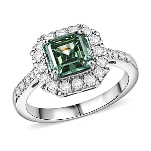 Luxuriant Lab Grown Green Diamond and Lab Grown Diamond VS 2.50 ctw Green Legacy Frame Ring in 950 Platinum (Size 9.0) 5.85 Grams